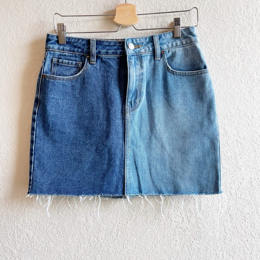 PacSun Two-Tone Blue Denim 5-Pocket Mini Skirt